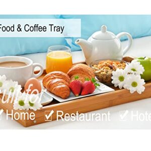 Decorative Tray Wood Rectangular Serving Trays Resin Tray with Handles Food Coffee Table Kitchen Tray for Home,Restaurant,Hotels,Motels,Lodging and Travel