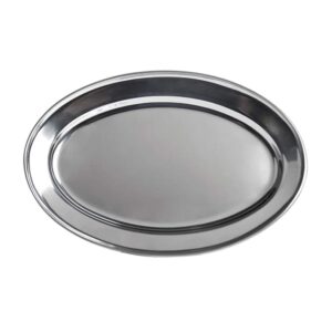 stainless steel oval platter, 18 x 12-inch serving platter by tezzorio