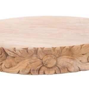 Balian Teak Wood Carved Round Tapas, Meat and Cheese Board or Charger, Natural