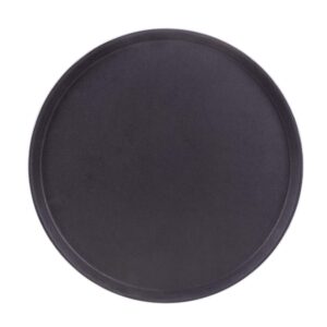 Round Black Plastic Serving Tray 12-Pack with No-Slip Rubber Safety Lining - Commercial Restaurant & Diner Quality Food, Coffee, Drink Waiter Carrying Trays (11 Inches)