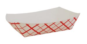 southern champion tray 0421 #250 southland paperboard food tray, 2-1/2 lb capacity, red check (case of 500)