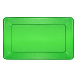 party essentials heavy duty hard plastic 12 x 18-inch rectangular serving tray, neon green, 3-count