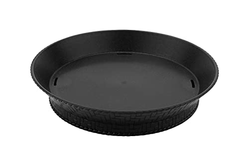G.E.T. RB-880-BK-EC Round Serving Basket with Base and Drainage Slots, 10.5", Black (Set of 4)