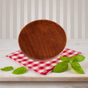 Solid Wood Serving Tray, Round Non-Slip Tea Coffee Snack Plate Food Meals Serving Tray with Raised Edges for Home Kitchen Restaurant (11.8inch, Brown)