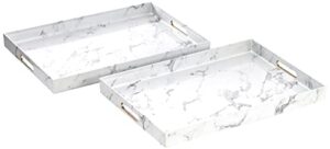 american atelier marble rectangle tray with handles-white/gray, 14" x 19" x 2", (1270527)