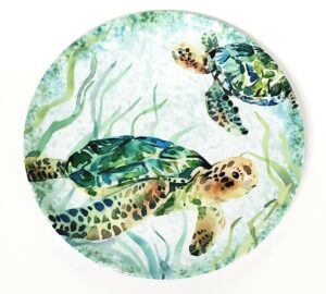 sigrid olsen sea turtle melamine serving platter 11 inches by 11 inches, multicolor, 11x11