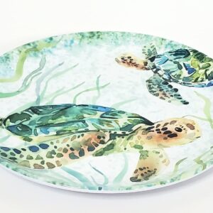 Sigrid Olsen Sea Turtle Melamine Serving Platter 11 inches by 11 inches, Multicolor, 11x11