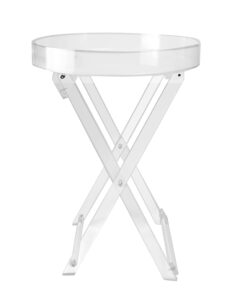 designstyles acrylic folding tray table – modern chic accent desk - kitchen and bar serving table - elegant clear design (round tray table)