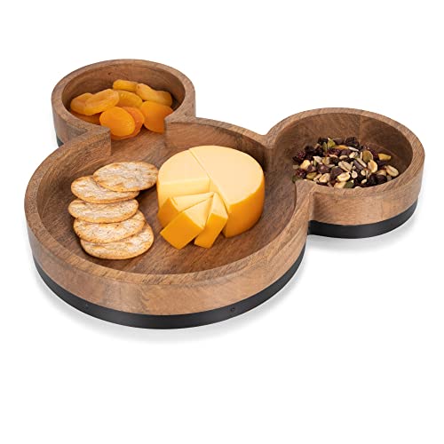 PICNIC TIME Disney Mickey Mouse Shaped Serving Tray, Charcuterie Board, (Mango Wood) 12 x 13.8 x 1.8