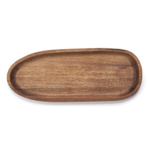 decrafts wooden serving platter plates acacia wood serving tray for snacks bread fruit salad cheese board (11.8x4.7x0.8 inch)