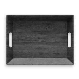 tarhong faux real blackened wood handled tray, 19.5" x 14.5", melamine