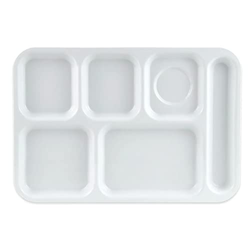 G.E.T. TR-153-W 10" x 14.5" 6-Compartment Tray, Polypropylene, White (Pack of 12)