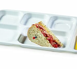 G.E.T. TR-153-W 10" x 14.5" 6-Compartment Tray, Polypropylene, White (Pack of 12)