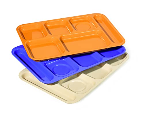 G.E.T. TR-153-W 10" x 14.5" 6-Compartment Tray, Polypropylene, White (Pack of 12)