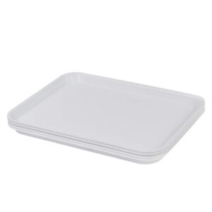 gloreen rectangular fast food tray, cafe standard cafeteria serving trays, 17.2"x13.5", set of 4(white)