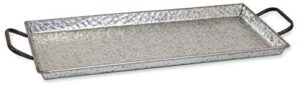 boston international rectangular serving tray with handles, 18.75 x 9-inches, hammered metal