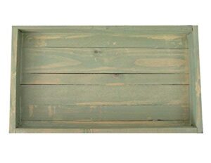 igc wood display/serving tray - 16" x 12" - sage green wash distressed - handmade decorative distressed vintage wooden rustic ottoman cottage tray serving tray