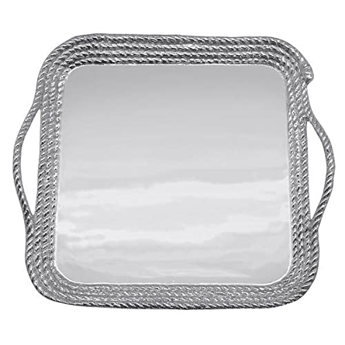 Mariposa Large Rope Platter, Silver