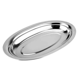 hanabass stainless steel oval platter oval steaming fish plate appetizer dish snack plate kids carvery plate serving tray for steaming fish dessert meat sushi silver
