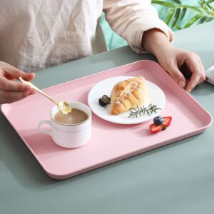 Fast Food Trays 10x14 Wheat Straw, Rectangular Serving Platter, Lunch Dinner Tray, Cafeteria Trays for Appetizer Snack Cafe Tea Outdoor Party, Dishwasher Safe (Pink)