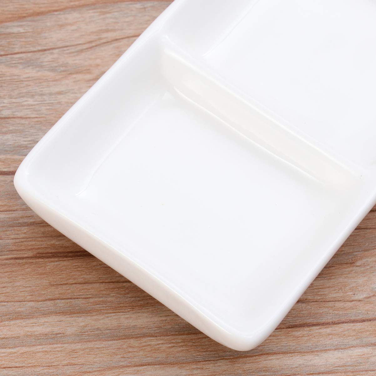 Cabilock White Tray White Tray 8.5 Inch White Ceramic 3-Compartment Appetizer Serving Tray Rectangular Divided Sauce Dishes Seasoning Serving Tray for Dish Soy Sauce Appetizer Fruit Tray Fruit Tray