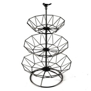 miniduo wrought iron 3 tier fruit tray fruits desserts candy buffet plates serving tray for family dinner birthday party wedding-gold