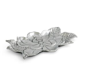 arthur court designs aluminum magnolia flower tray 8 inch x 13.5 inch