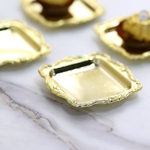 Efavormart 12 Pack | Gold Square Baroque Mini Party Favor Candy Tray Treat Gift Display Serving Plate - 3"x3"