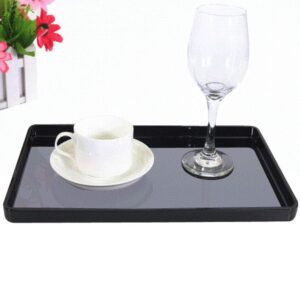 Acrylic Collection Serving Trays& Platter for Kitchen,Beverage,Drink,Food or Bathroom,YAT-08410,Black (L30xW20x2cm)