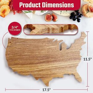 ELIKAI Acacia Wooden Charcuterie Board - USA Shaped Charcuterie Meat and Cheese Platter, Wood Serving Tray & Platter, Cheeseboard USA Gifts