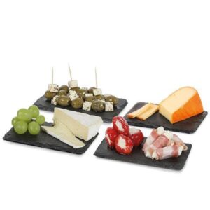 BOSKA Slate Serving Platter - Large Best For Cheese, Tapas, Bread, and Desserts Presentation - Board Slab with Non-Slip Feet - Cutting and Charcuterie Board - Dishwasher Safe