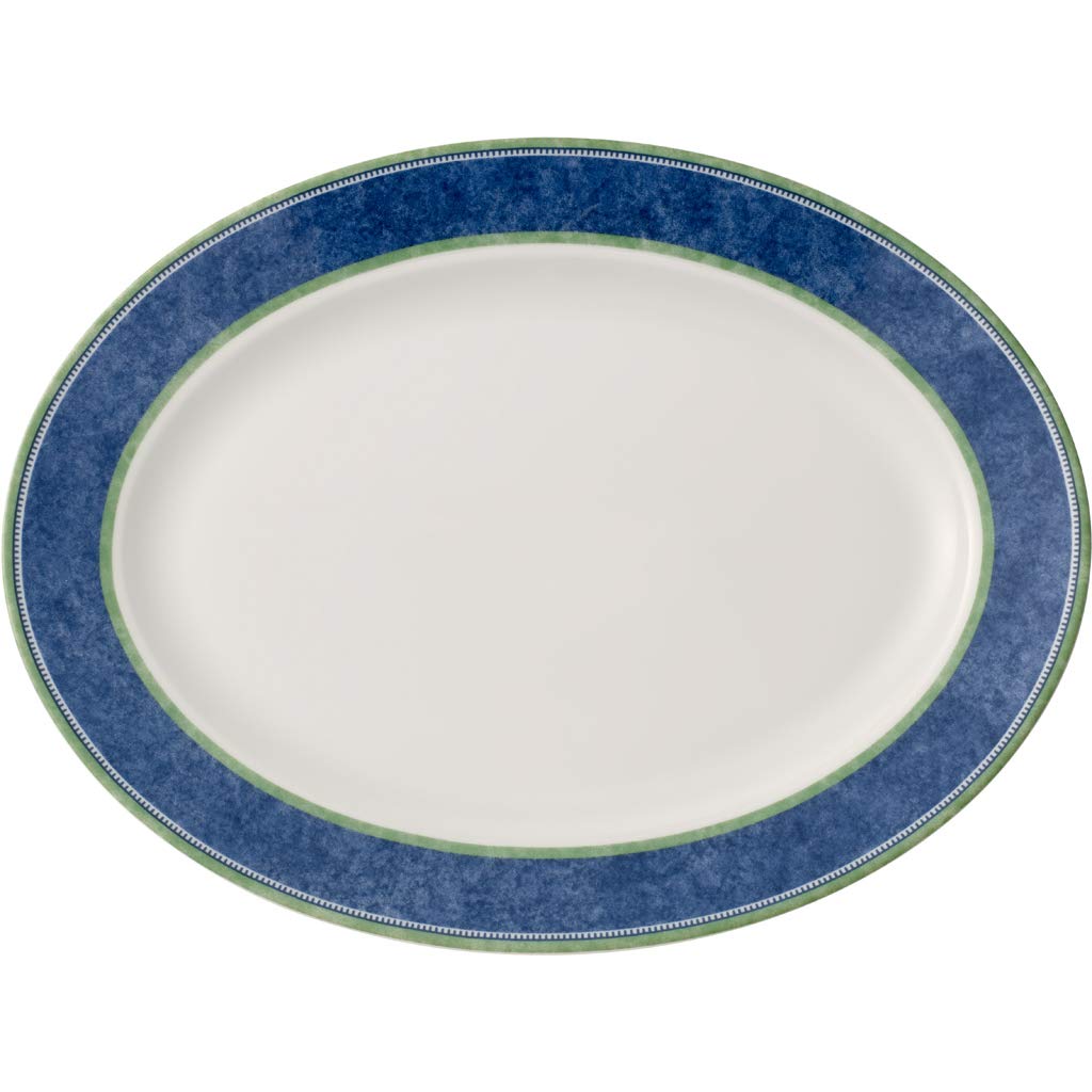 Villeroy & Boch Switch 3 Decorated Oval Platter, 13.75 in, White/Blue/Green