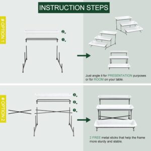 LAUCHUH 3 Tier Serving Stand Collapsible Sturdier Rack with 3 Porcelain Serving Platters Tier Serving Trays for Fruit Dessert Presentation Party Display Set