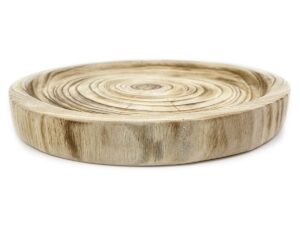 round serving tray carving decor solid wood tray wooden fruit snack plate candle holder tray natural handmade bowl 11.7"