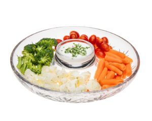 godinger crystal appetizer serving platter for parties chips and dip or snacks hosting plate, 11in