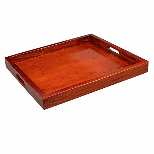 G.E.T. RST-2020-M Wooden Room Service Square Serving Tray with Handles, 21", Mahogany