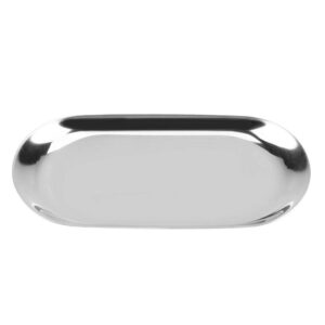 Fdit Nordic Style Storage Tray Cosmetics Jewelry Stainless Steel Cake Plate for Home Kitchen(Silver L)