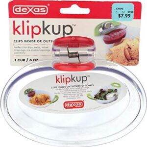 dexas klipkup clip- on condiment cup, 1 cup capacity, red