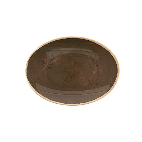 G.E.T. OP-1518-PCF Heavy-Duty Shatterproof Plastic Oval Melamine Serving Platter, 15" x 11", Pottery Coffee