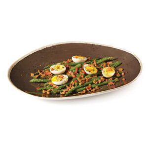 G.E.T. OP-1518-PCF Heavy-Duty Shatterproof Plastic Oval Melamine Serving Platter, 15" x 11", Pottery Coffee