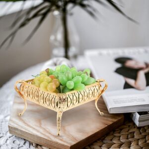 Cabilock Decorative Tray Cookie Tray Gold Fruit Bowl Turkish Candy Snack Serving Tray Storage Trays Metal Serving Tray Coffee Tea Serving Vanity Tray