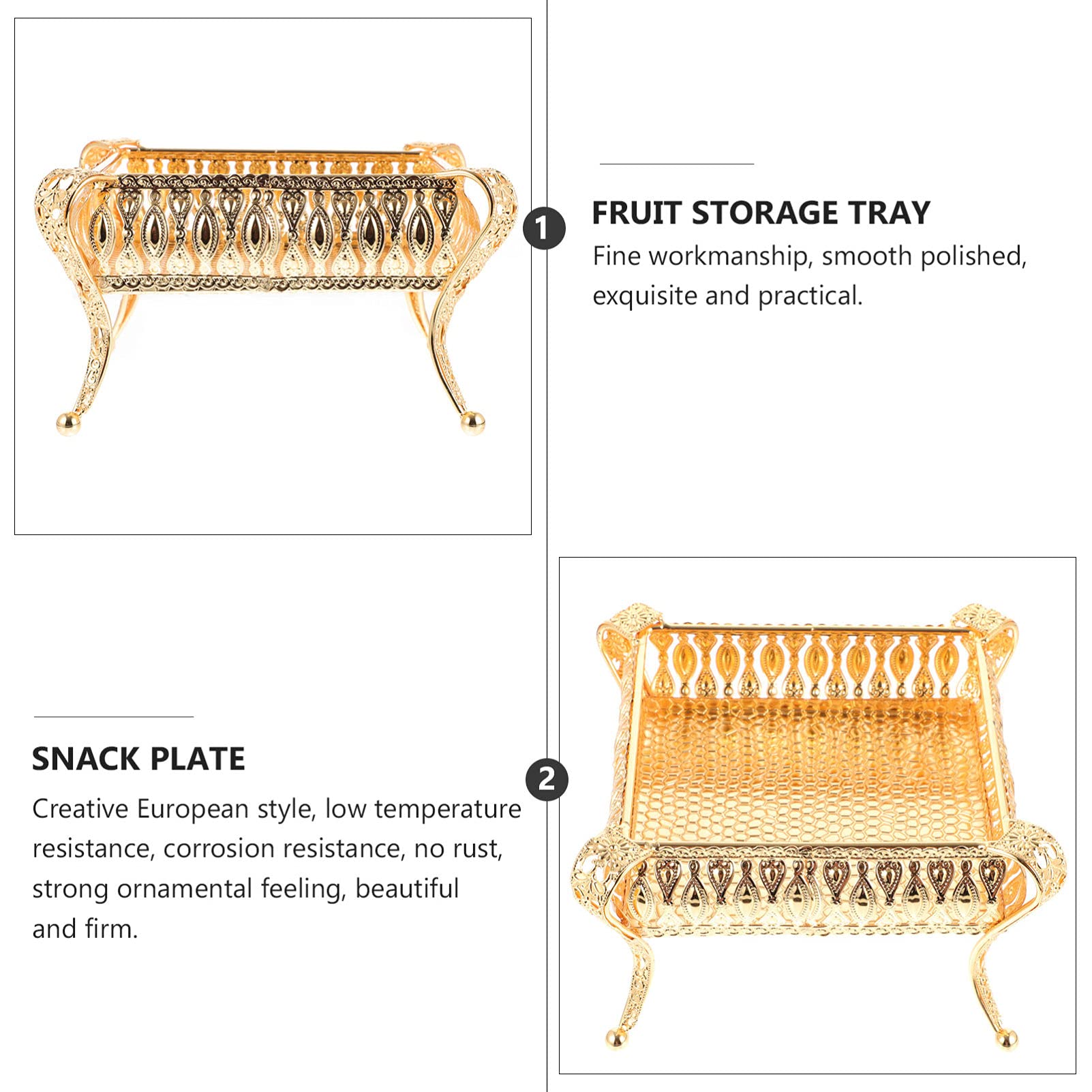 Cabilock Decorative Tray Cookie Tray Gold Fruit Bowl Turkish Candy Snack Serving Tray Storage Trays Metal Serving Tray Coffee Tea Serving Vanity Tray