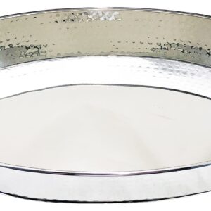 BREKX Metal Serving Tray 21" x 14" - Decorative Hammered Platter for Barware, Kitchenware, Coffee Tables (Stainless Steel)