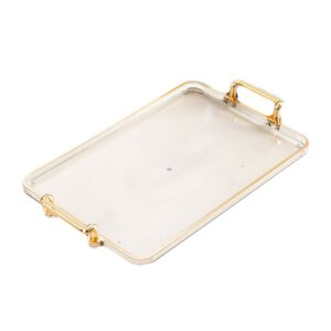 xingzhuo acrylic gold serving tray set with handles, coffee table tray, modern design trendy coffee tray, tray serving breakfast fast food appetizers, trays for serving party,1pack