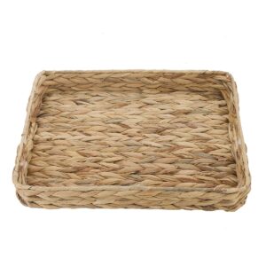 yrmt natural woven tray rectangular hyacinth serving tray with handles for breakfast dinner bread fruit coffee table tea party,home decorative (middle)