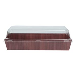 Restaurantware Matsuri Vision 8 x 5 x 1.5 Inch Medium Sushi Trays 100 Greaseproof Sushi Packaging Boxes - Lids Sold Separately Disposable Wood Grain Paper Sushi Containers For Entrees Or Snacks