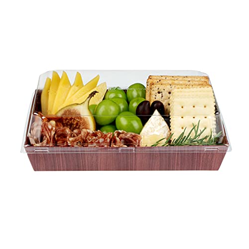 Restaurantware Matsuri Vision 8 x 5 x 1.5 Inch Medium Sushi Trays 100 Greaseproof Sushi Packaging Boxes - Lids Sold Separately Disposable Wood Grain Paper Sushi Containers For Entrees Or Snacks