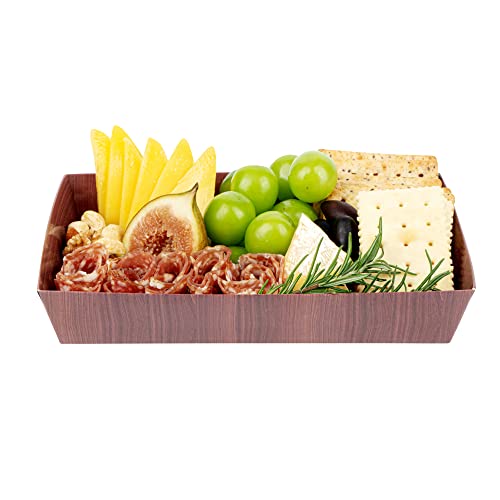 Restaurantware Matsuri Vision 8 x 5 x 1.5 Inch Medium Sushi Trays 100 Greaseproof Sushi Packaging Boxes - Lids Sold Separately Disposable Wood Grain Paper Sushi Containers For Entrees Or Snacks