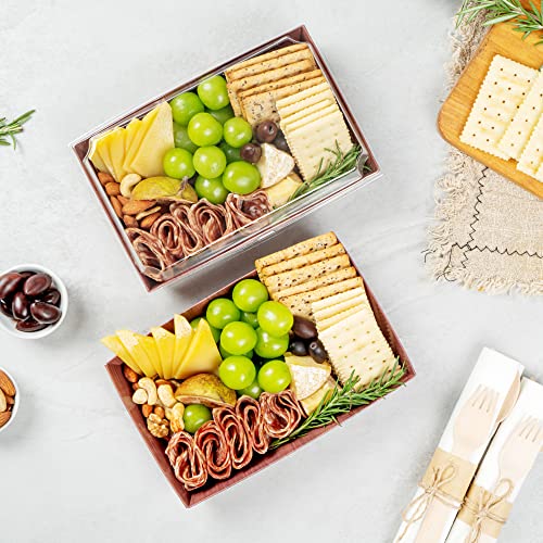 Restaurantware Matsuri Vision 8 x 5 x 1.5 Inch Medium Sushi Trays 100 Greaseproof Sushi Packaging Boxes - Lids Sold Separately Disposable Wood Grain Paper Sushi Containers For Entrees Or Snacks