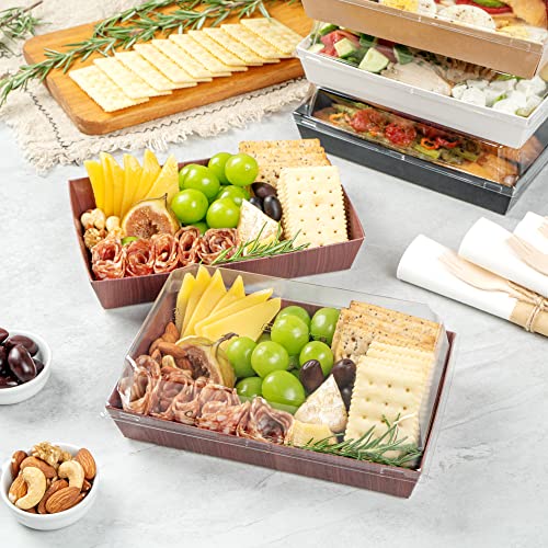 Restaurantware Matsuri Vision 8 x 5 x 1.5 Inch Medium Sushi Trays 100 Greaseproof Sushi Packaging Boxes - Lids Sold Separately Disposable Wood Grain Paper Sushi Containers For Entrees Or Snacks